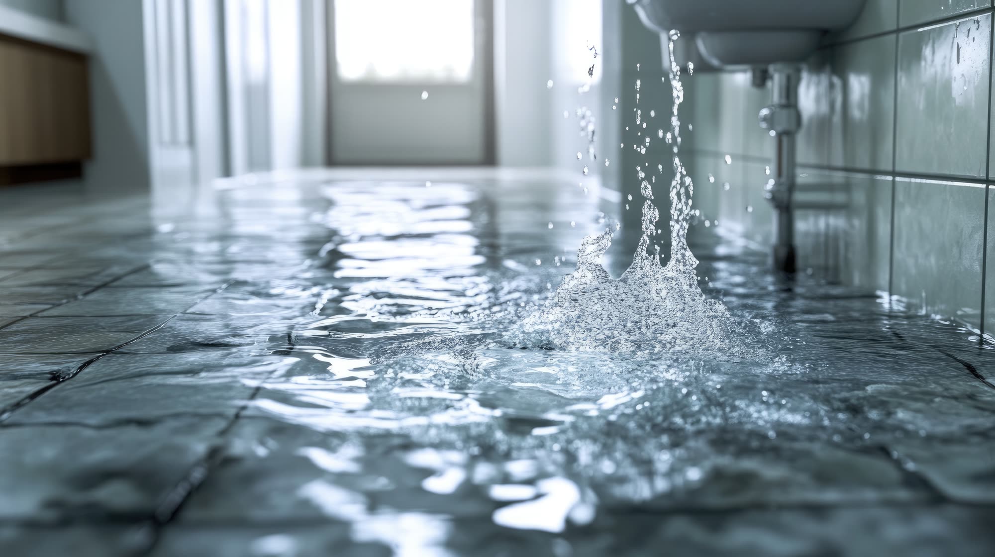 Eau qui forme une flaque au sol — fuite soudaine, intervention urgente
